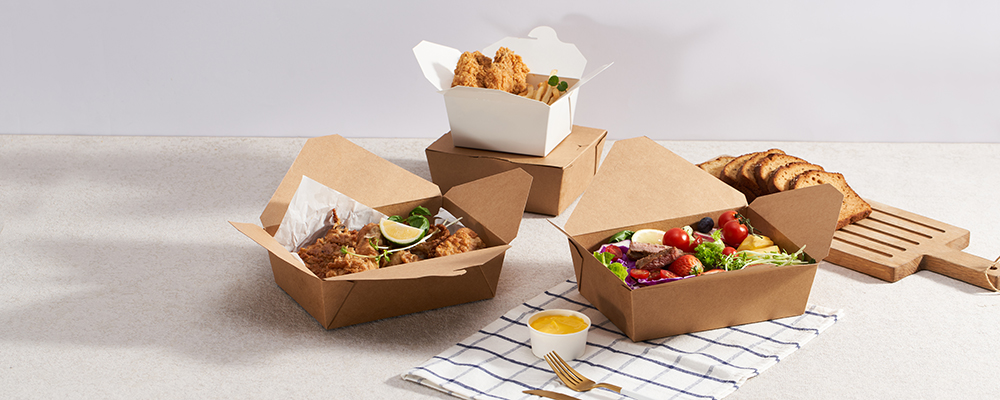 纸质午餐盒，不含 PFAS，可定制且可微波加热